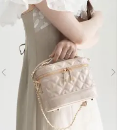 RANDA キルティング2WAYバニティバッグ ピンクゴールド