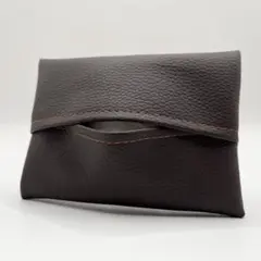 シンプル ポケットティッシュケース フェイクレザー ブラウン