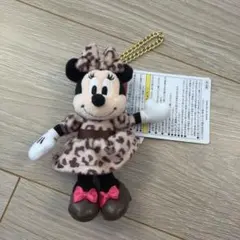 ミニー　ぬいぐるみチャーム　ヒョウ柄　茶色　ベージュ　ブラウン