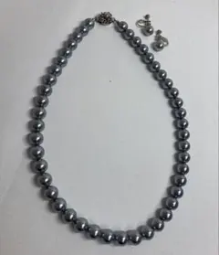 シルバー パールビーズ ネックレス イヤリングセット　イミテーション