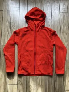 フリースパーカー マイクロフリース オレンジ フルジップ メンズXS