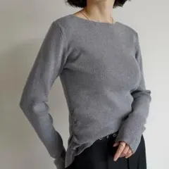 Re:EDIT 静電気防止保湿ニット 長袖 リブニット チャコールグレー