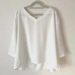 ユニクロ　ドレープ　ブラウス　白　S