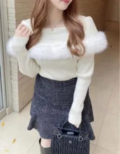 INGNI ファー付ケープニット