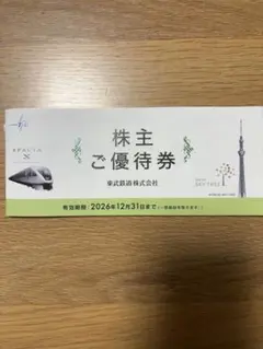 東武鉄道　株主優待券　2026年12月31日までのサムネイル