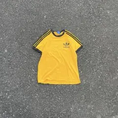 00s Adidas Tシャツ リンガーシャツ イエロー サイドライン メンズ