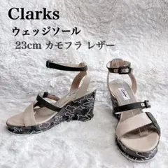 Clarks クラークス ウェッジソールサンダル 23.5 カモフラ レザー美品のサムネイル