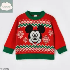 ミッキーマウス　フタフタ　クリスマスニット　90サイズ
