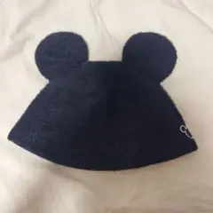 【美品】【クリスマスに】ミッキー型耳付き黒帽子 サイズ58cm