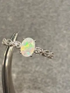 キラキラ遊色 エチオピア産 カットオパール リング K18WGGP