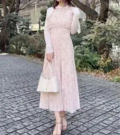 snidel Sustainableフリルワンピース ピンク