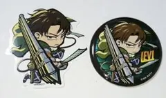 進撃の巨人 リヴァイ イーディス 缶バッジ ステッカー 2点セット