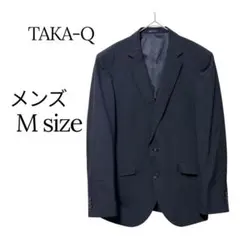 TAKA-Q メンズテーラードジャケット黒A5ストライプ柄通勤仕事用Mサイズ美品のサムネイル
