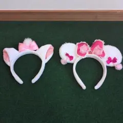 【中古品】ディズニー_ミニー&マリーふわふわカチューシャセット