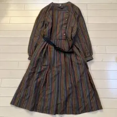 2.12 昭和レトロ ワンピース ブラウン ストライプ 13
