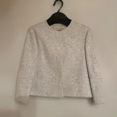 【UNITED ARROWS】ノーカラージャケット／ツイード調 アイボリー系