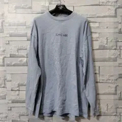 長袖Tシャツ 長袖 ロンT Tシャツ くすみ ブルー ライトブルー 水色 XL