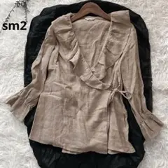 サマンサモスモス SM2 アイボリー フリルカシュクール ブラウス リネン混 F
