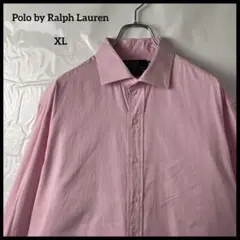 長袖シャツ　ポロバイラルフローレン　ピンク　ストライプ　ヴィンテージ　古着　XL