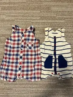 ベビー服 60 ロンパース サロペット風 2枚セット 男の子 女の子