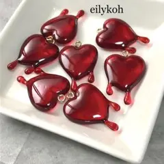 4個/レッド　メルティ しずく ハートチャーム　とろーりハート　CH81R