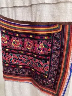 エスニック ロングスカート モン族手刺繍 天然コットン 新品タイ製8/62 