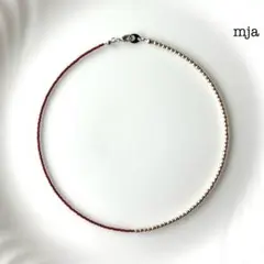 New✧˖° レッドコーラル×シルバー　バイカラーネックレス