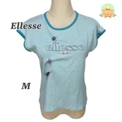 Ellesse エレッセ ボーダー ロゴ刺繍 フレンチスリーブ Tシャツ Mのサムネイル