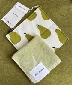 【新品未使用】marimekko 洋梨柄鍋敷き　花柄タオル　緑　マリメッコのサムネイル