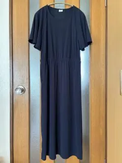 HIROMI YOSHIDA*フレアー袖 紺色ワンピース　ネイビー