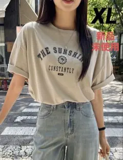 トップス ロゴ 半袖Tシャツ ベージュ XLサイズ