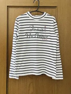 ポンポネット　ボーダー長袖ハイネックカットソー