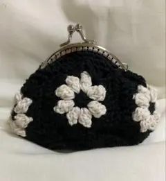 お花がま口ポーチ がま口 モチーフ 編み物 ハンドメイド