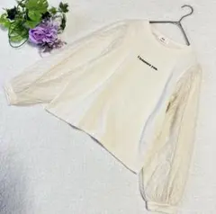 【ウィゴー】チュールスリーブロゴプルオーバー　ホワイトアイボリー　F スウェット