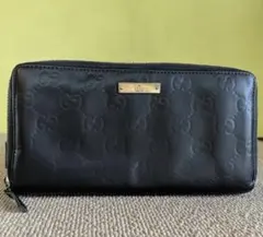 상태좋음 ✅GUCCI グッチ シマレザー 긴 지갑 라운드 패스너 블랙