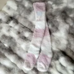 ジェラートピケ　ロング　ルームソックス 　ピンク/ホワイト　モコモコ