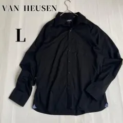 VAN HEUSEN 【L】カラーシャツ 長袖シャツ ブラック カジュアル