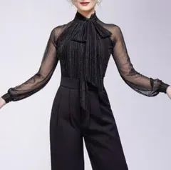 新品　社交ダンス トップス リボン レオダートタイプ オーダーメイド