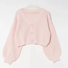 apres jour リボンボタン ショート丈カーディガン ピンクのサムネイル