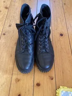 Clarks レディース ワークブーツ 黒 レザー 24.0cm 美品