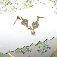 No.275☆ダイヤ（ライトピンク） ピアス イヤリング マスクチャーム