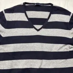 古着　ボーダーニット　Ｖネック