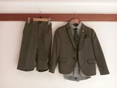 フォーマルスーツ グレー チェック柄シャツ付き　120センチ