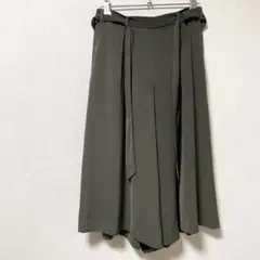 ローリーズファーム　ガウチョパンツ ウエストリボン　体型カバー　ワイド　グリーン