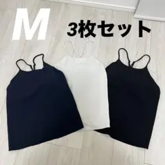 ユニクロ　クレープジャージーブラキャミソール　セット　M ブラック　ホワイト紺