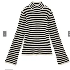 GRL ボーダー柄フレアスリーブリブニットトップス[k9086b] L