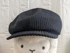 黒 リブ編み ハット サイズ57.5cm〜56cm