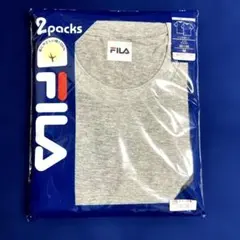 新品、福助、ロゴ刺繍入り FILA グレー Tシャツ 2パック Mサイズ