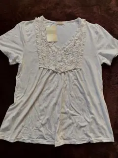 Mendel'or フリルデザイン ホワイトTシャツ LL