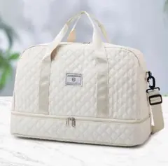 2way ボストンバッグ キルティング キャリーオン 大容量 旅行 ホワイト